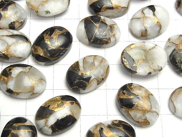 Kupferkalzit Obsidian AAA ovaler Cabochon 18x13mm 2Stücke