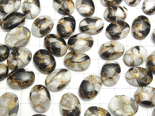 Kupferkalzit Obsidian AAA ovaler Cabochon 18x13mm 2Stücke