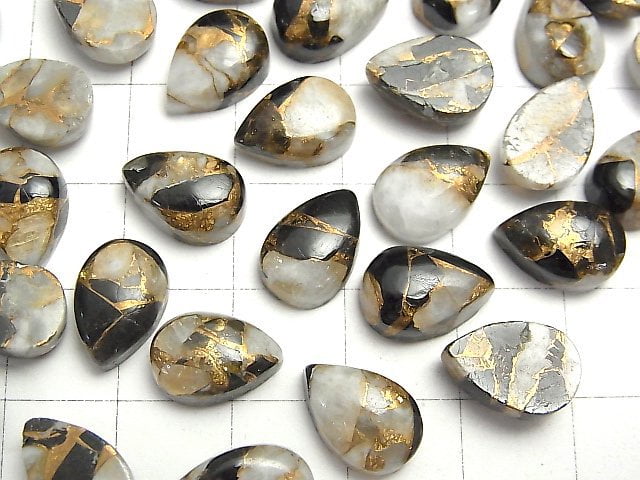 Kupferkalzit Obsidian AAA Birnenform Cabochon 12x8mm 4Stücke