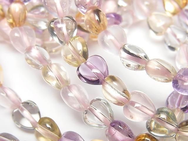 高品質混合石 AAA 級 - 垂直孔心形 7x7x5mm 1串珠子 (手鍊)