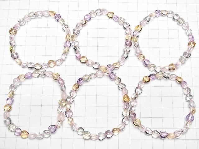 高品質混合石 AAA 級 - 垂直孔心形 7x7x5mm 1串珠子 (手鍊)