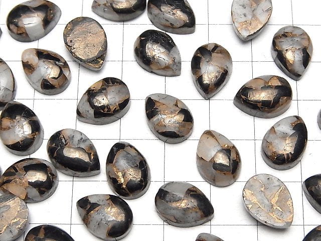 Kupferkalzit Obsidian AAA Birnenform Cabochon 14x10mm 3Stücke