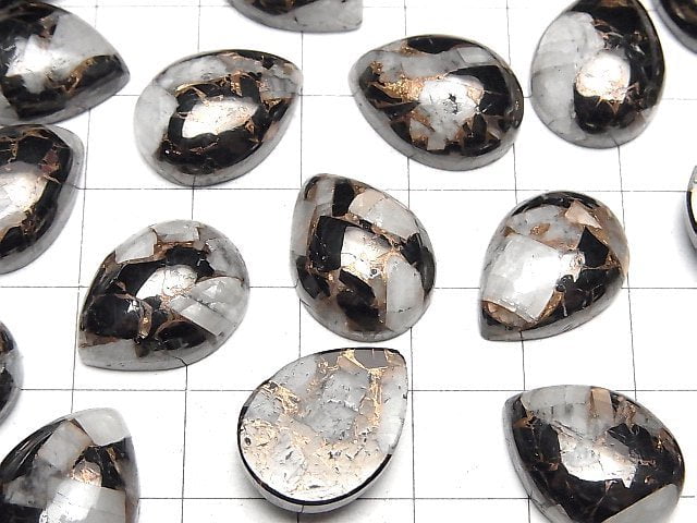 Kupferkalzit Obsidian AAA Birnenform Cabochon 18x13mm 2Stücke