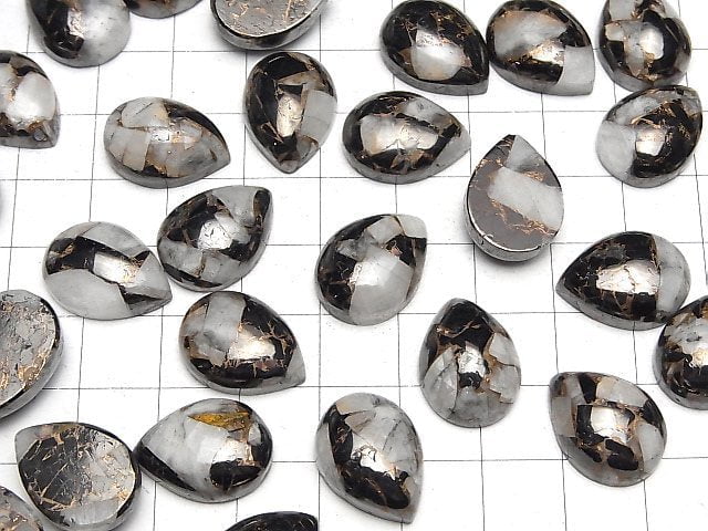Kupferkalzit Obsidian AAA Birnenform Cabochon 18x13mm 2Stücke