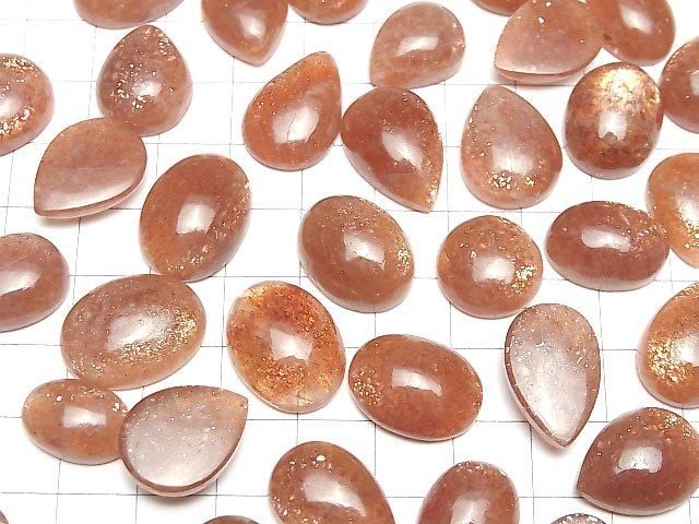 Hochwertiger Sonnenstein AAA- Cabochon gemischte Form 2Stücke