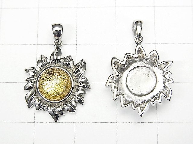 隕石太陽圖騰吊墜 18x17mm 鍍金925銀