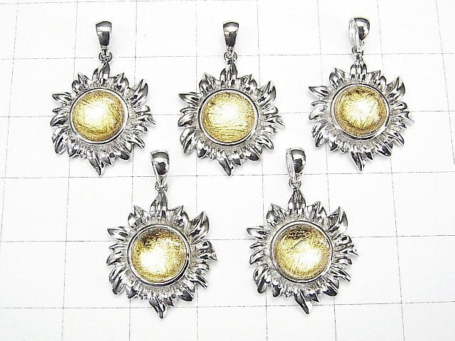 Meteoriten-Sonnenmotiv Anhänger 18x17mm Gold Silber925