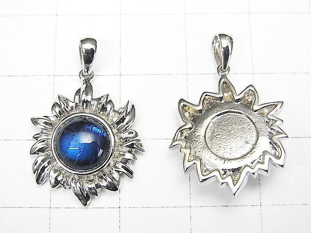 隕石太陽圖案吊墜 18x17mm 藍色925純銀