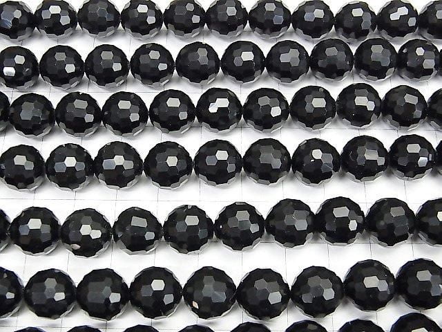 藏族墨晶水晶 AAA 128 切面圓珠 12mm 1/4 或 1 串珠(約 15 英寸/36 厘米)高品質!