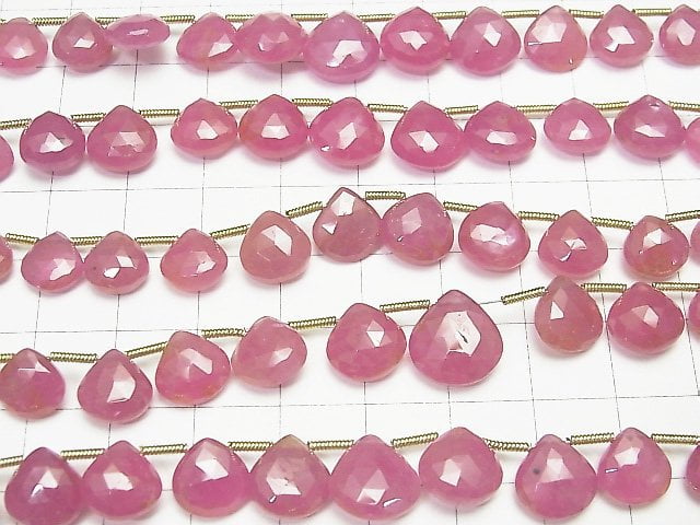 Unbehandelter rosa Saphir AA++ Kastanien-facettierte Briolette 1strang Perlen (ca. 7 Zoll / 18 cm)