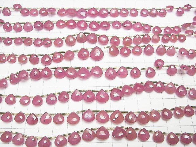 Unbehandelter rosa Saphir AA++ Kastanien-facettierte Briolette 1strang Perlen (ca. 7 Zoll / 18 cm)