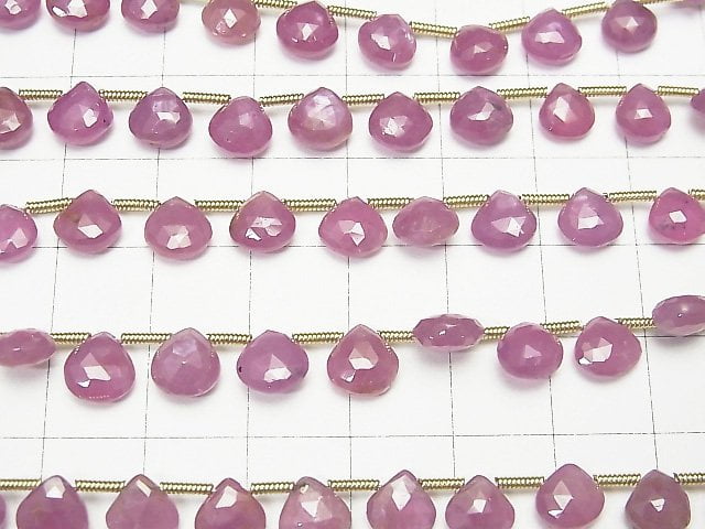Unbehandelter rosa Saphir AA++ Kastanien-facettierte Briolette 1strang Perlen (ca. 7 Zoll / 18 cm)
