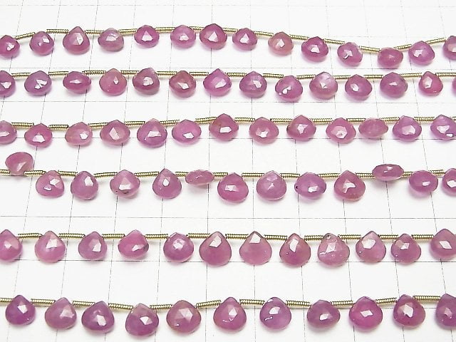 Unbehandelter rosa Saphir AA++ Kastanien-facettierte Briolette 1strang Perlen (ca. 7 Zoll / 18 cm)