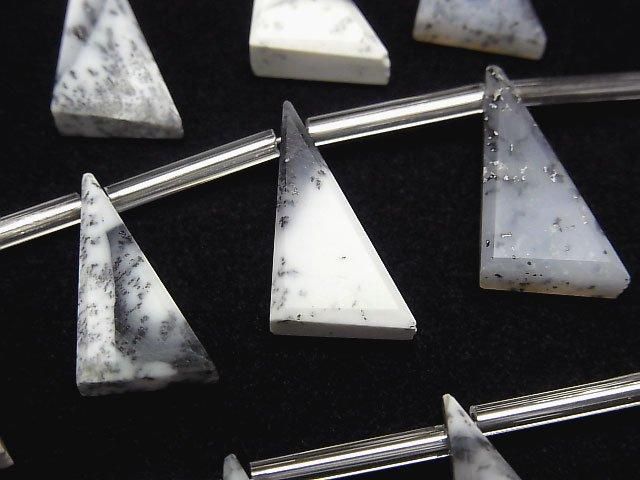 樹枝狀蛋白石扁平三角形 18x9mm 1串 (9顆)