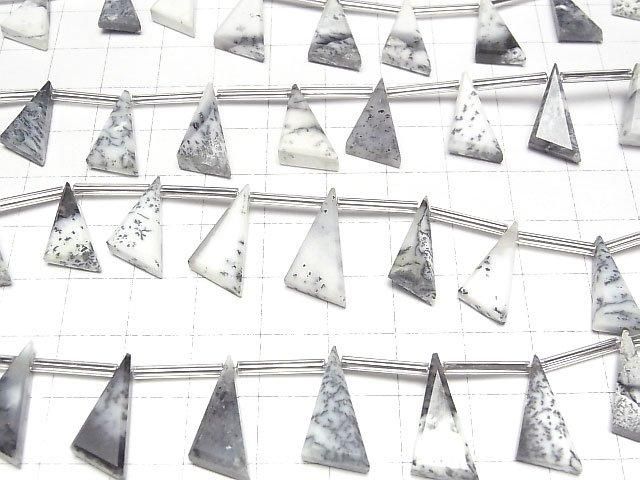 Dendrite Opal Flat Triangle 18x9mm 1strand beads (9pcs)