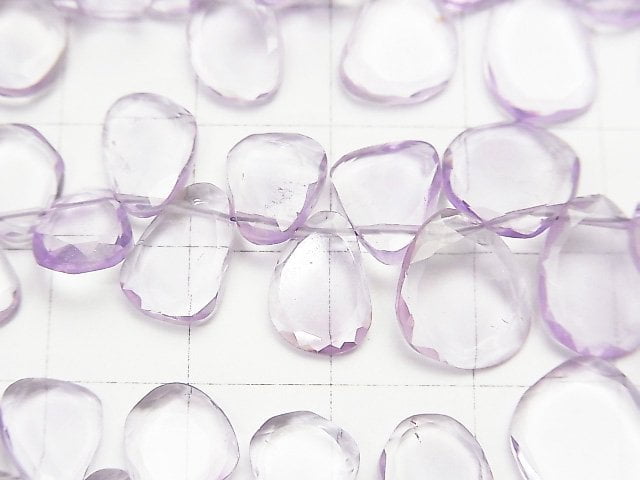 高品質淺色紫水晶 AAA-刻面白切角塊狀串珠 (約7英吋 / 18公分)