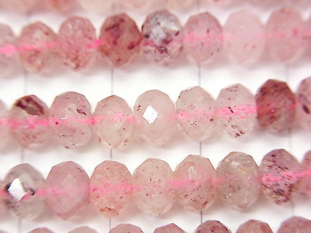 高品質!粉紅色綠簾石 AAA 刻面紐扣圓珠 6x6x4mm 1串珠子 (約15英寸/37厘米)