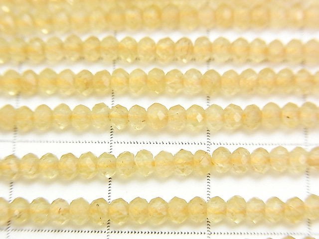 高品質! 黃磷灰石 AA 刻面鈕扣圓珠 2.5x2.5x1.5mm 一串珠子 (約15英寸 / 37公分)