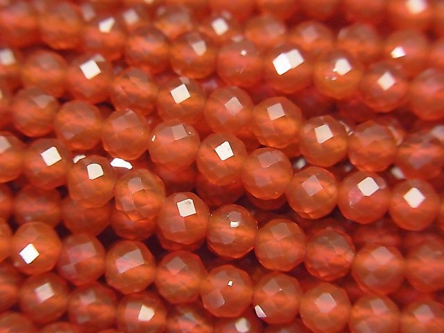 高品質!紅色瑪瑙 AAA 小尺寸刻面圓珠 4mm 1串 (約15英吋/37公分)