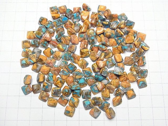 Austern Kupfer Türkis AAA Zuckerlaib Schnitt 8x8mm 3 Stück