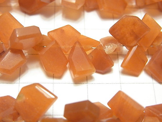 橘色石英 AA++ 粗切刻面 1串珠子 (約 7 英吋 / 18 公分)