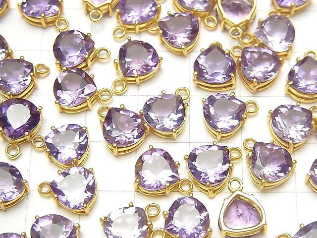 Hochwertiger Amethyst AAA Zargenfassung Kastanie Facettiert 8x8mm 18KGP 2 Stück