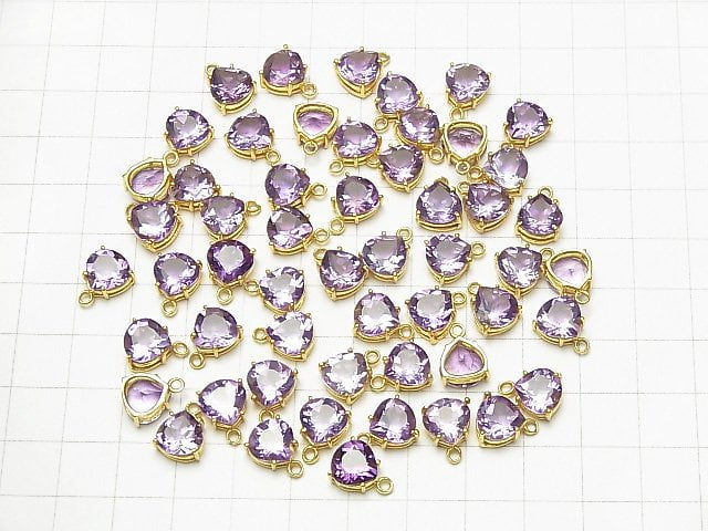 Hochwertiger Amethyst AAA Zargenfassung Kastanie Facettiert 8x8mm 18KGP 2 Stück
