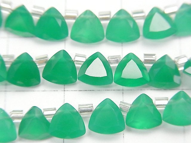 高品質綠瑪瑙 AAA 三角刻面 6x6mm 1串(28顆)