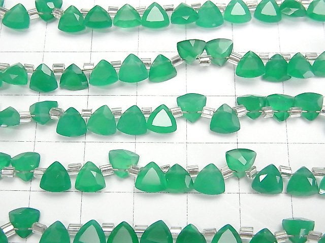 High Quality Green Onyx AAA Triangle Faceted 6x6mm 1strand beads (28pcs)
