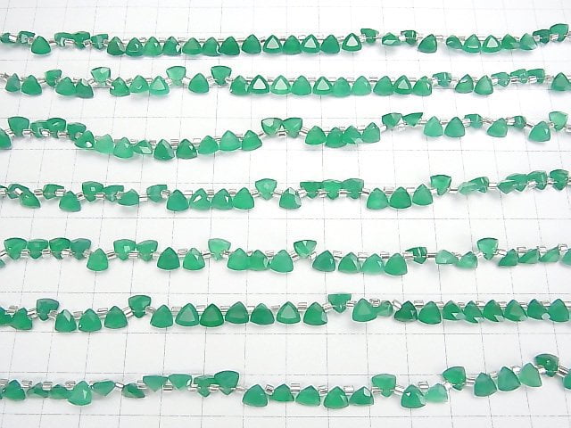 High Quality Green Onyx AAA Triangle Faceted 6x6mm 1strand beads (28pcs)