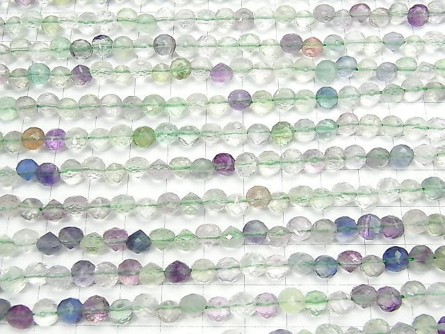 High Quality! Multi color Fluorite AA++ Onion Faceted Briolette 6x6x6mm half or 1strand beads (aprx.15inch/36cm)