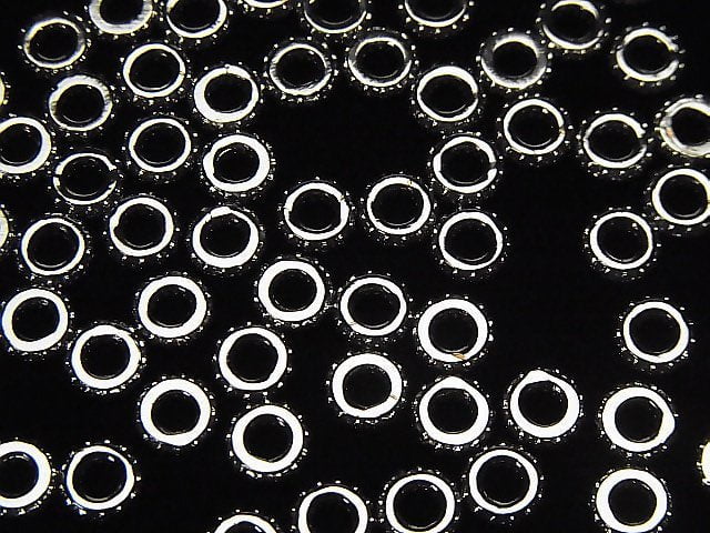 Metal parts Rondelle 6x6x1.5mm Silver color (with CZ) 3pcs