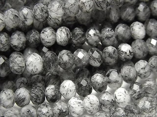 高品質!電氣石石英 AA 刻面圓鈕珠 6x6x4mm 半串或 1 串珠子(約 15 英寸/37 厘米)