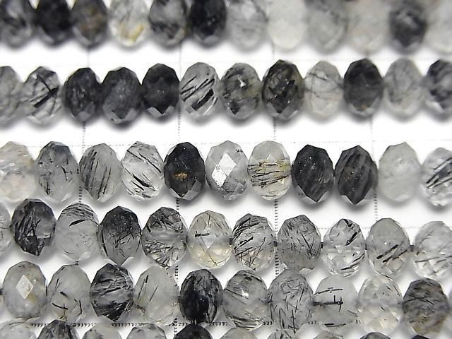 高品質!電氣石石英 AA 刻面圓鈕珠 6x6x4mm 半串或 1 串珠子(約 15 英寸/37 厘米)