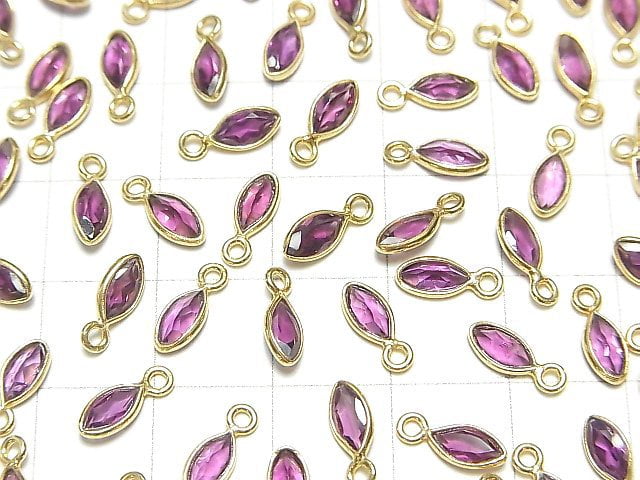 Hochwertiger Rhodolith Granat AAA Zargenfassung Marquise facettiert 6x3mm 18KGP 4 Stück