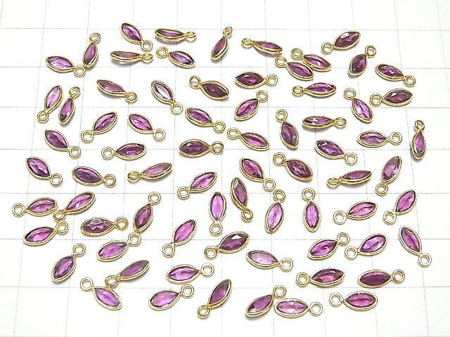 Hochwertiger Rhodolith Granat AAA Zargenfassung Marquise facettiert 6x3mm 18KGP 4 Stück