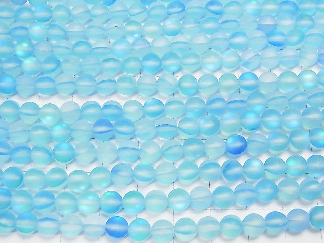 Frost Aqua Blue Luna Flash Runde 6mm 1strang Perlen (ca. 15 Zoll / 36 cm)