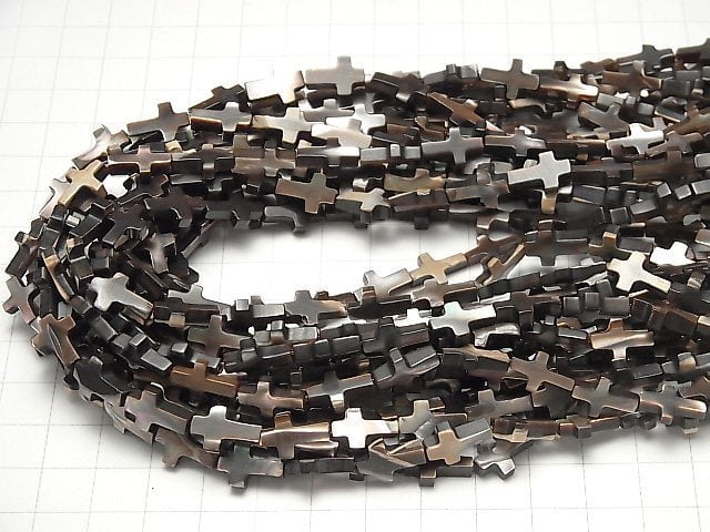Perlmutt MOP Brauner Kreuz 12x8mm 1strang Perlen (ca. 15 Zoll / 38 cm)