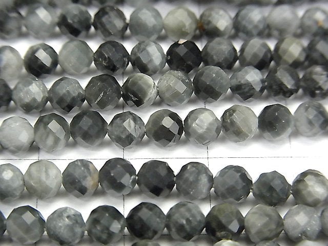 高品質!鷹眼石 AA++ 切面圓珠 4mm 1串珠子(約15英寸/37公分)