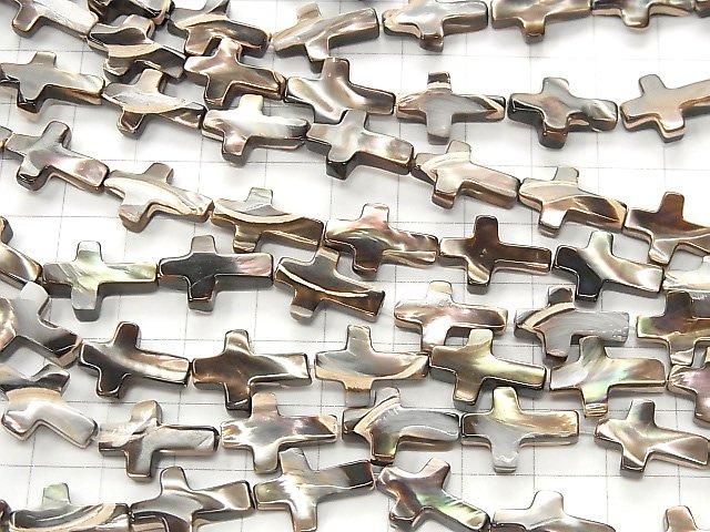 Nacre MOP Marron Croix 16x10mm 1 fil de perles (environ 15 pouces / 37cm)