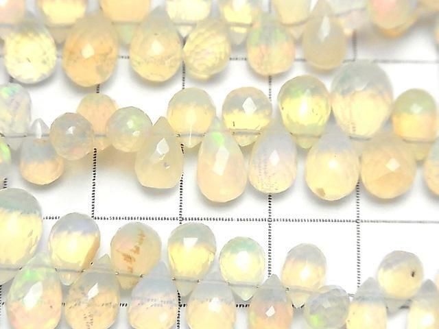 High Quality Ethiopian Opal AAA Drop Faceted Briolette Half or 1strand beads (approx. 7 inches/18 cm)
