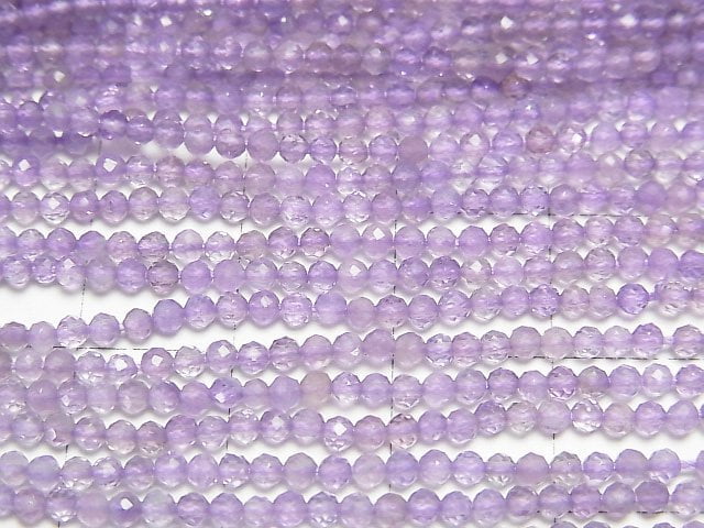 高品質!粉紅紫水晶 AAA - 半刻面圓珠 2毫米 1串(約12英吋/30公分)