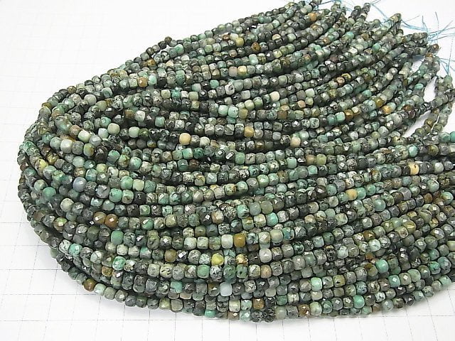 Hochwertige! Afrikanischer Türkis Würfelform 4x4x4mm 1 Strang Perlen (ca. 15 Zoll / 38 cm)