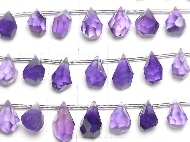 Hochwertiger Amethyst AAA roh Tropfen facettiert Briolette halb oder 1 Strang Perlen (ca. 7 Zoll / 18 cm)