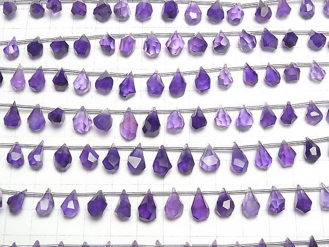 Hochwertiger Amethyst AAA roh Tropfen facettiert Briolette halb oder 1 Strang Perlen (ca. 7 Zoll / 18 cm)