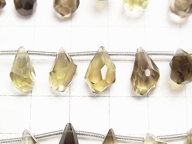 高品質檸檬x煙晶 AAA 刻面梨形半串或一串珠子 (約7英寸/18公分長)