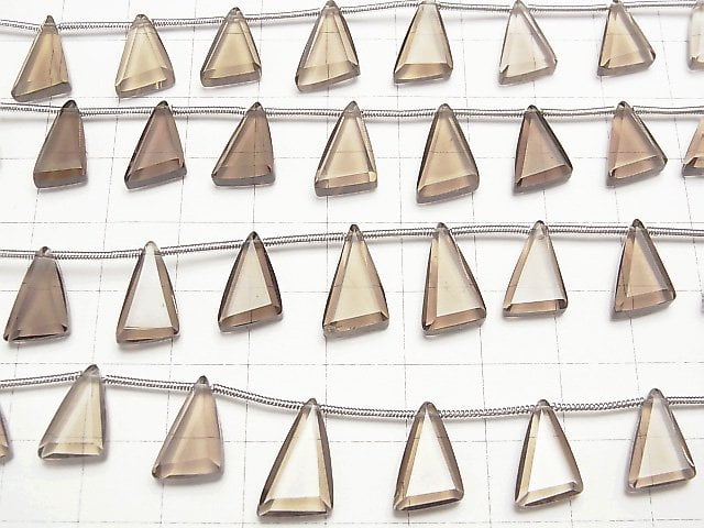High Quality Smoky Quartz AAA Flat Triangle 10-14mm 1strand beads (9pcs)