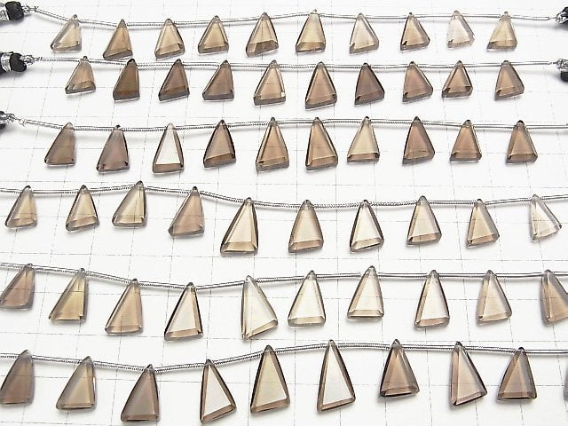 High Quality Smoky Quartz AAA Flat Triangle 10-14mm 1strand beads (9pcs)