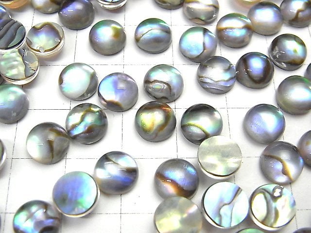 Abalone-Schale x Kristall AAA Rund Cabochon 8x8mm 3Stück