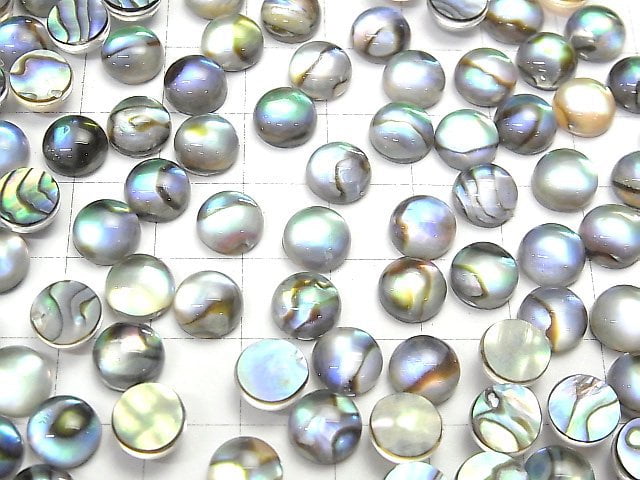 Abalone-Schale x Kristall AAA Rund Cabochon 8x8mm 3Stück